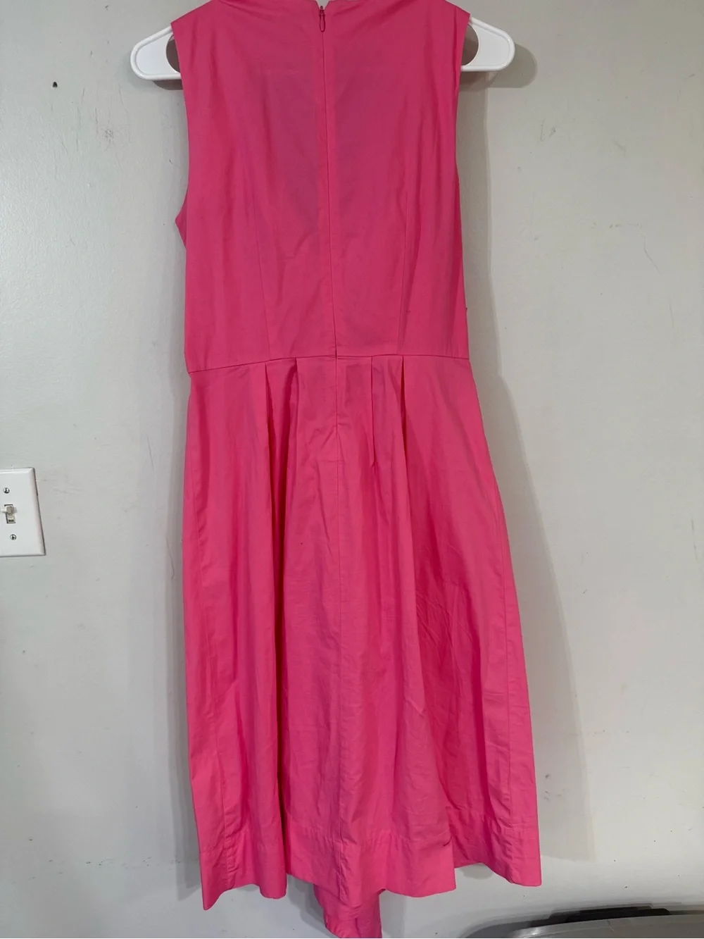 J. Crew Hot Pink Midi Dress with Front Bow - Picture 3 of 4